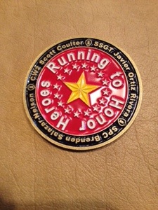 Medal given to me from running to honor heroes project